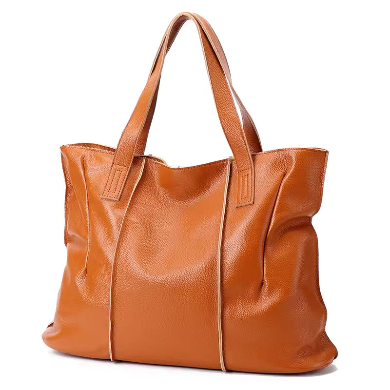 Refined Soft Leather Shoulder Bag - Essential Luxury Tote for Modern Women