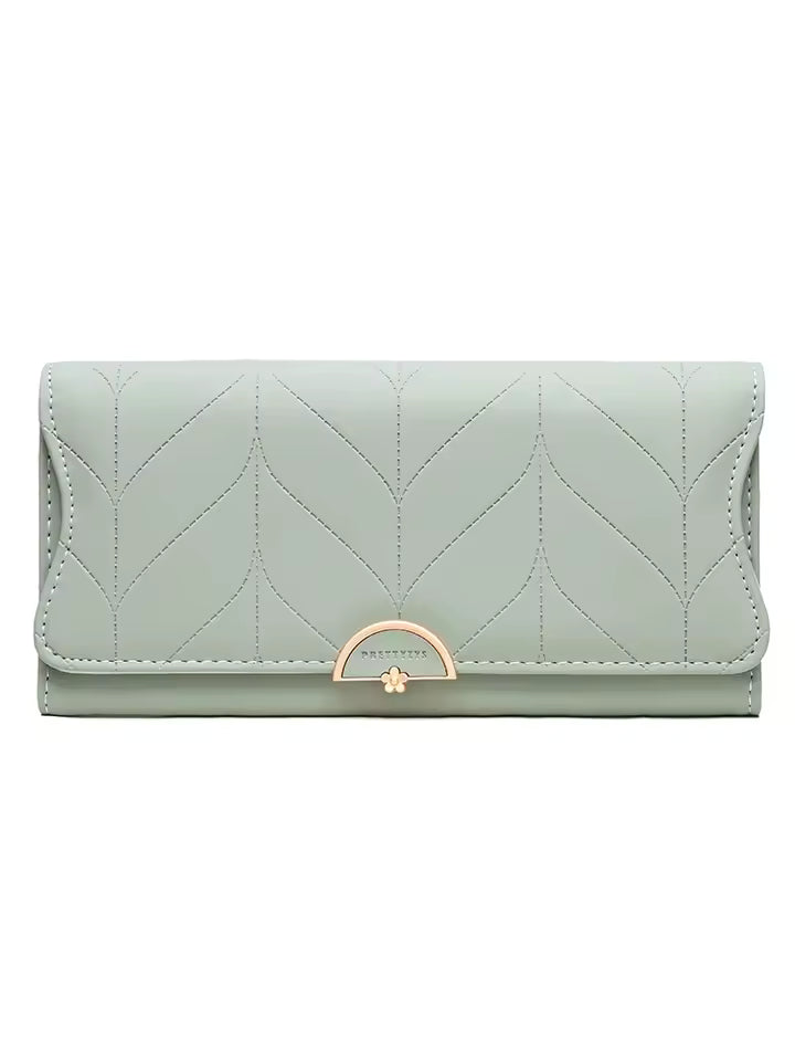2026 spring new women's long purse Japanese and South Korea small fresh plaid buckle folding hold bag large capacity