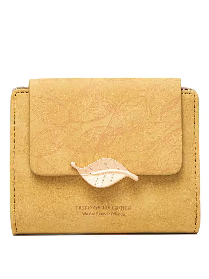 Purse women's short 2026 new niche design simple retro frosted leaf women's purse fashion coin purse zipper folding