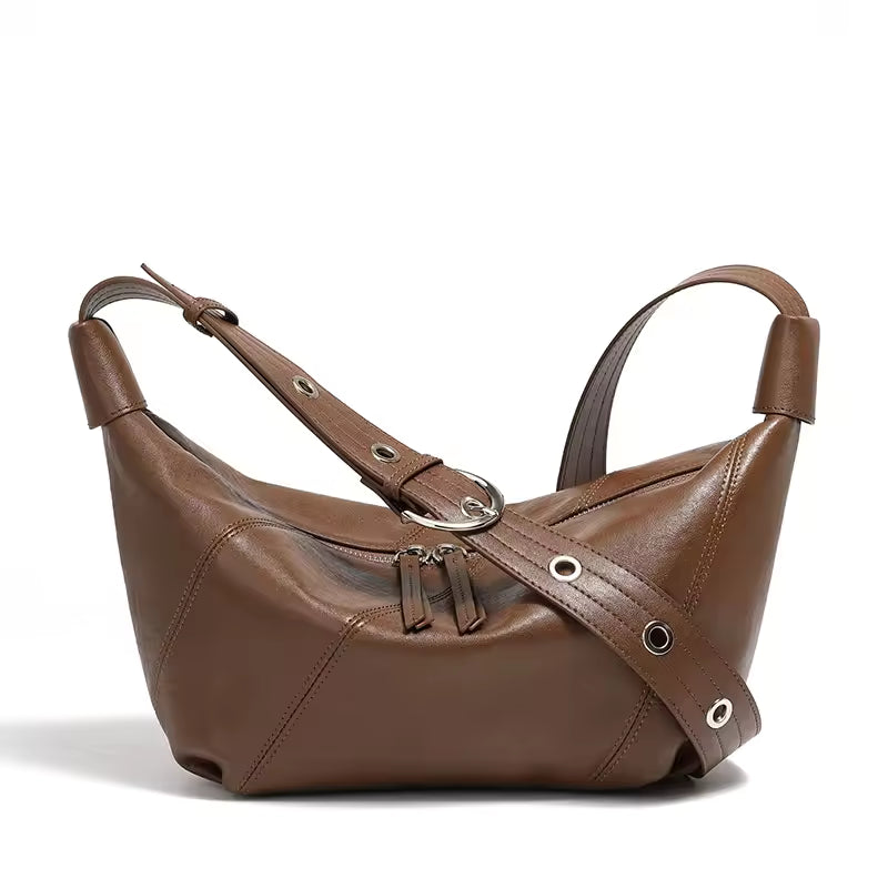 New Arrival Women Genuine Cowhide Leather Dumpling Bag For Ladies Casual Minimalist Crossbody Hobos Bag Luxury Female Messenger