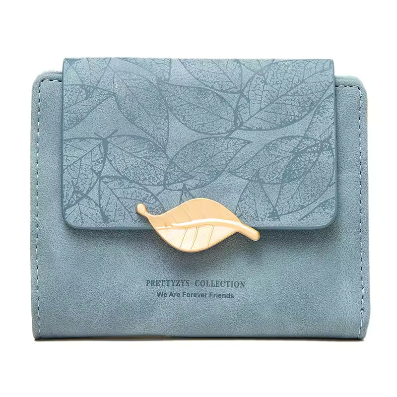 Purse women's short 2026 new niche design simple retro frosted leaf women's purse fashion coin purse zipper folding