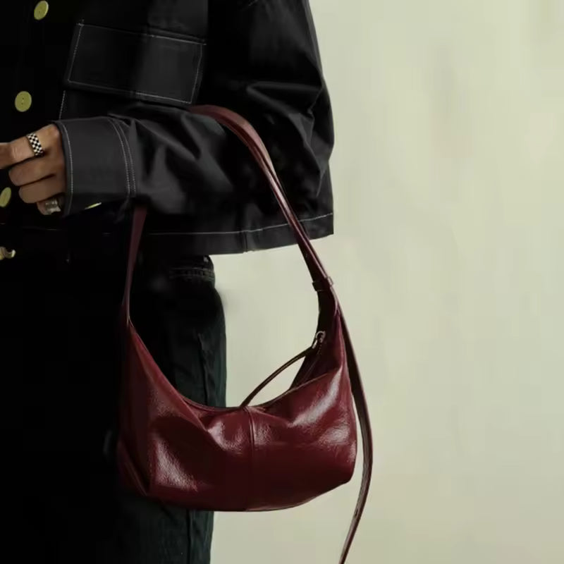 Women's Genuine Cowhide Leather Soft Tote Bag For Ladies Casual Trendy Dumpling Working Handbags Luxury Female Commuter Bag