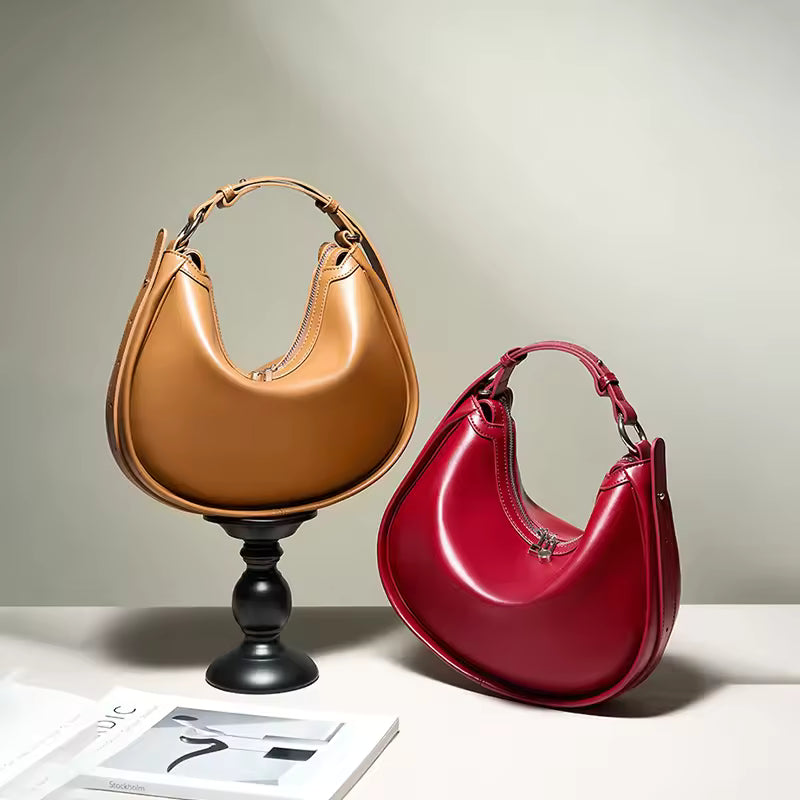 Pure Split Cowhide Leather Women's Hobos Underarm Bag For Ladies Soft Shoulder Crossbody Bag Luxury Female Designer Wholesale