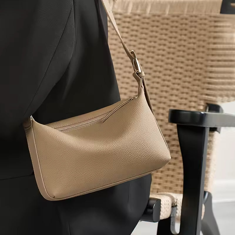 Cowhide Genuine Leather Dumpling Bag for Women Bags Large Capacity Shoulder Crossbody Bags Trendy Messenger Handbag Armpit Purse
