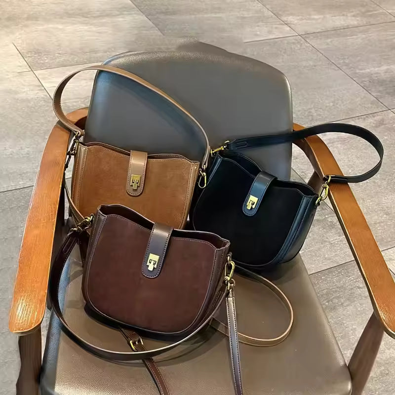 Women Suede Leather Bag Shoulder Handbag and Purses Luxury Designer Bags Chic Fashion Lady Trend Satchel Handbag 2026 New Sale