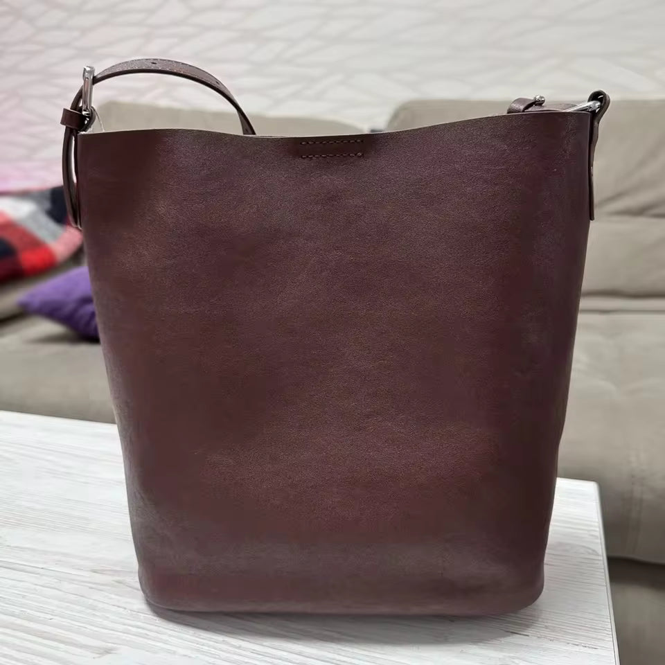 Retro Genuine Cowhide 2025 New Leather Shoulder Bag Tote Bag for Women Fashion Bucket Bag Capacity Crossbody Bag Summer Bag