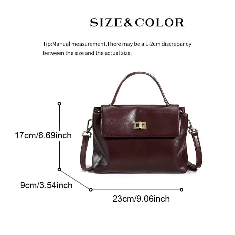 Modern Luxury Crossbody Handbag - Premium Cowhide Leather Shoulder Bag
