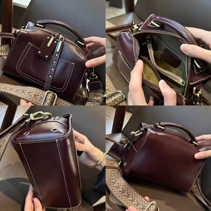 New Handbag Women's Leather Genuine Leather Handbag Purse Retro Genuine Leather Crossbody Bags Women's Bags Sale High Quality