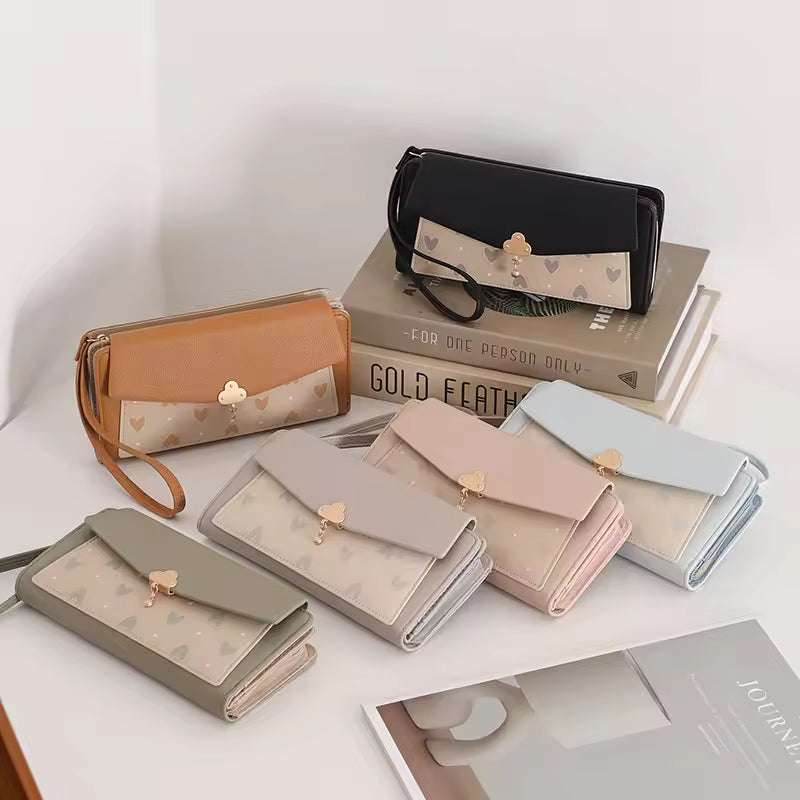 New Women's Long Wallet European and American Print Zipper Buckle Foldable 70% off Bag Multi-Card Slot Phone Integrated Clutch
