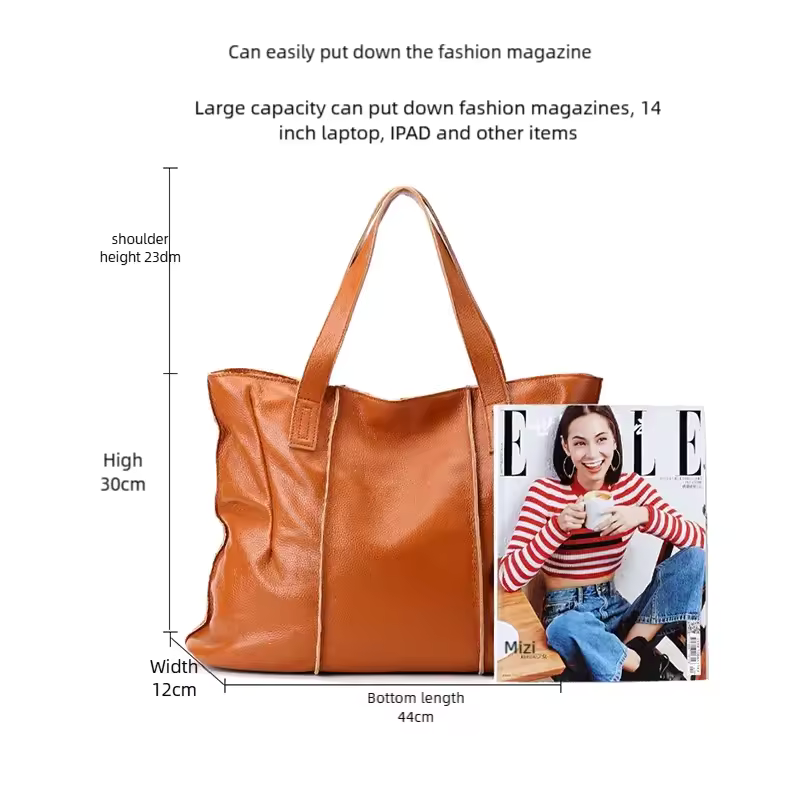 Refined Soft Leather Shoulder Bag - Essential Luxury Tote for Modern Women
