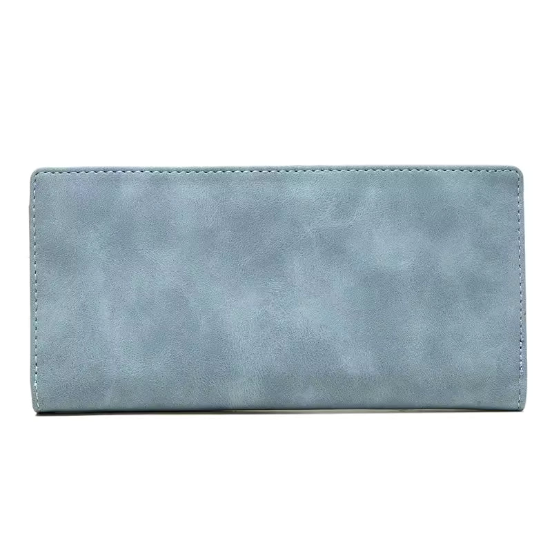 Purse female niche design retro simple long mobile phone bag frosted leaf women's purse 2026 new trend all-matching wallet women