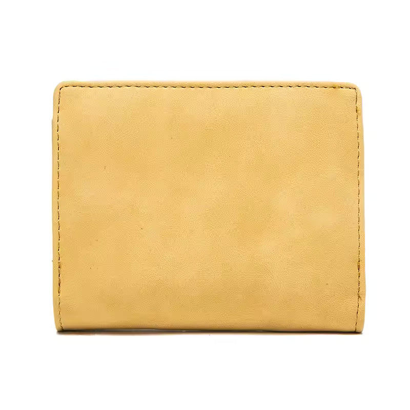 Purse women's short 2026 new niche design simple retro frosted leaf women's purse fashion coin purse zipper folding