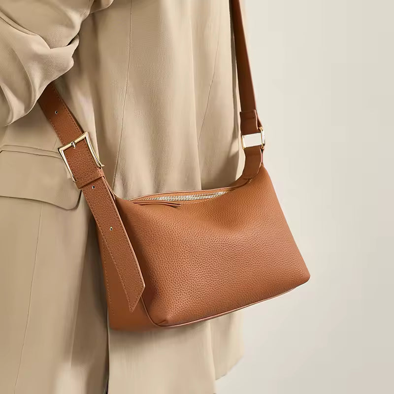 Cowhide Genuine Leather Dumpling Bag for Women Bags Large Capacity Shoulder Crossbody Bags Trendy Messenger Handbag Armpit Purse
