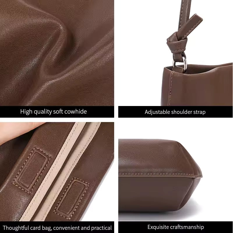 The Weekend Essential Leather Bag | Versatile Soft Cowhide Hobo Handbag