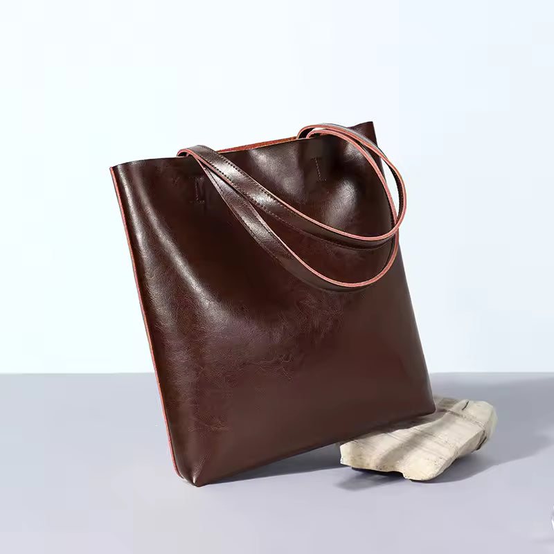 The Urban Commuter Crossbody | Wide Strap Genuine Leather Bucket Bag