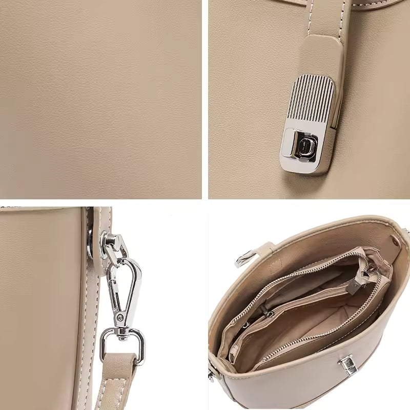 Genuine Cowhide Leather Women's Bucket Handbag For Ladies Soft Large Capacity Shoulder & Crossbody Bag Luxury Brand Messenger