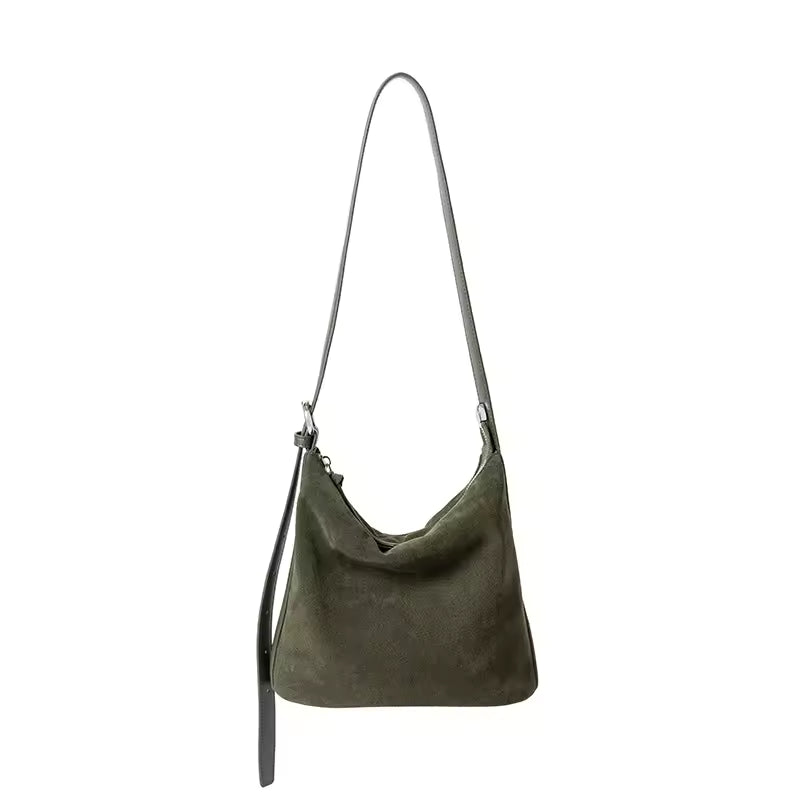 Women's Suede Cow Genuine Leather Shoulder Bags female Soft Cowhide Crossbody Bag Female Design Vintage Commuting Handbag