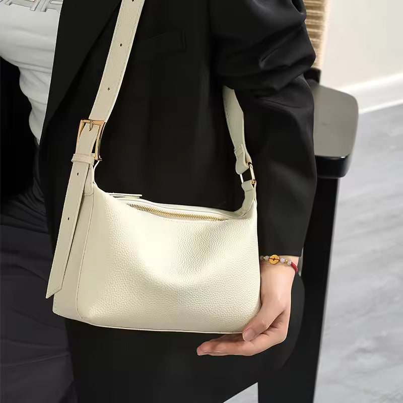 Cowhide Genuine Leather Dumpling Bag for Women Bags Large Capacity Shoulder Crossbody Bags Trendy Messenger Handbag Armpit Purse