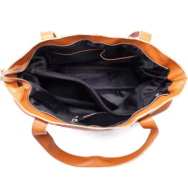 Refined Soft Leather Shoulder Bag - Essential Luxury Tote for Modern Women