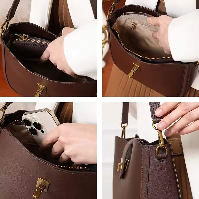 Velvety Natural Suede Crossbody - Luxury Soft Leather Hobo Handbag