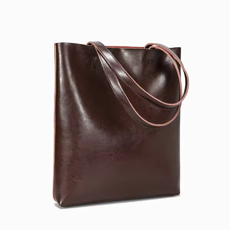 The Urban Commuter Crossbody | Wide Strap Genuine Leather Bucket Bag