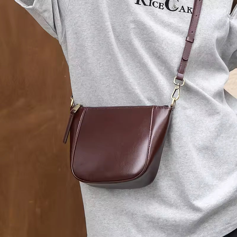 Shoulder Bags for Women Cowhide Genuine Leather Crossbody Bag Trendy Retro Square Phone Purse Ladies Designer Luxury Bags Female