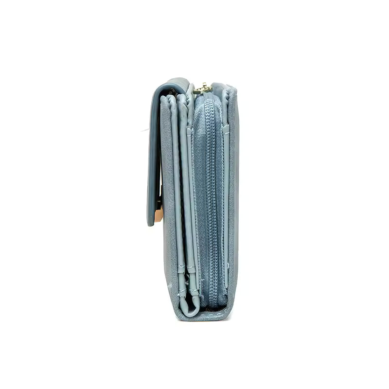 Purse female niche design retro simple long mobile phone bag frosted leaf women's purse 2026 new trend all-matching wallet women