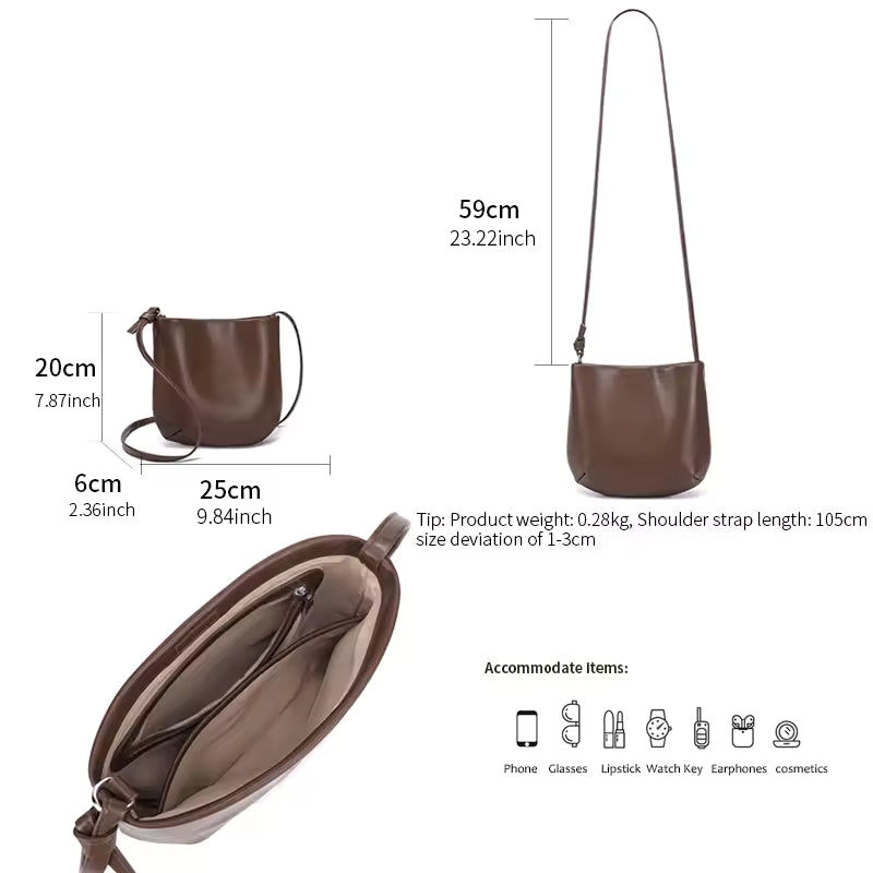 The Weekend Essential Leather Bag | Versatile Soft Cowhide Hobo Handbag