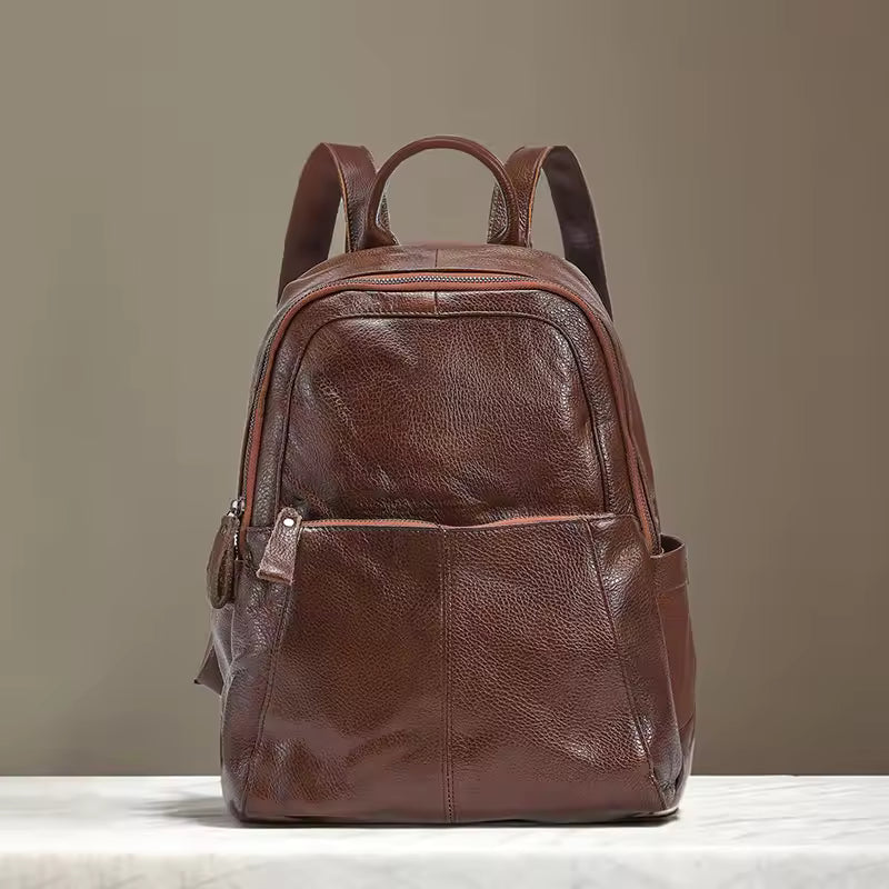 Minimalist Luxury Cowhide Backpack | Sophisticated Soft Leather Shoulder Bag