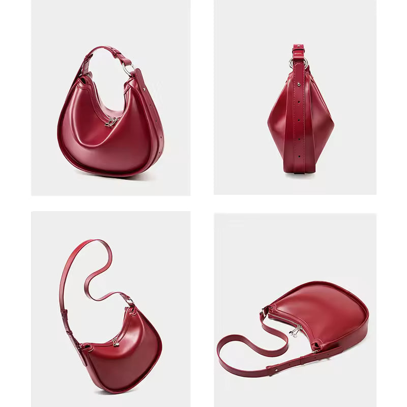 Pure Split Cowhide Leather Women's Hobos Underarm Bag For Ladies Soft Shoulder Crossbody Bag Luxury Female Designer Wholesale