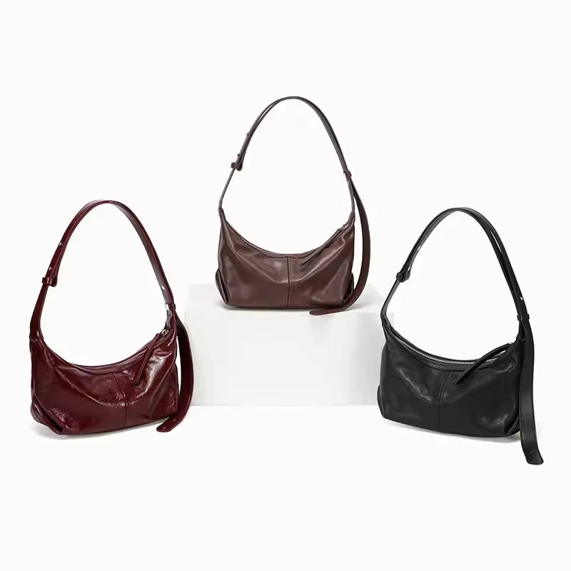 Women's Genuine Cowhide Leather Soft Tote Bag For Ladies Casual Trendy Dumpling Working Handbags Luxury Female Commuter Bag