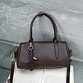 Women's Coffee Cowhide Genuine Leather Shoulder Bags Female Designer Retro Boston Tote Soft Matte Crossbody Cow Leather Bag