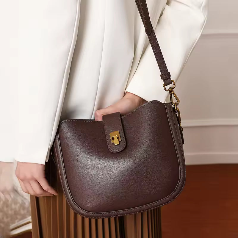 Velvety Natural Suede Crossbody - Luxury Soft Leather Hobo Handbag