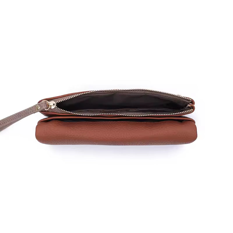 New Women's Long Wallet High-Quality PU Litchi Texture Handheld Double Zipper Long Wallet Fashionable Versatile Multi-Card Slot