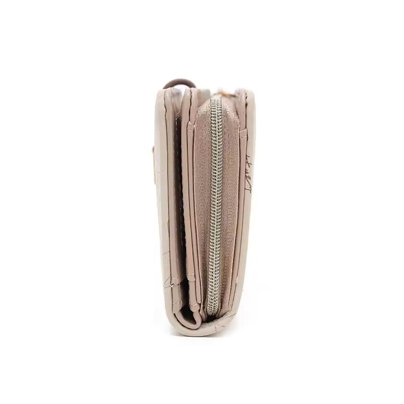 Wallet - Long Style Korean Edition PU Leather Printed Zippered Clasp Folded Multi-Coverage Fashionable Versatile Printed Zippere