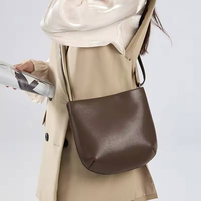 The Weekend Essential Leather Bag | Versatile Soft Cowhide Hobo Handbag