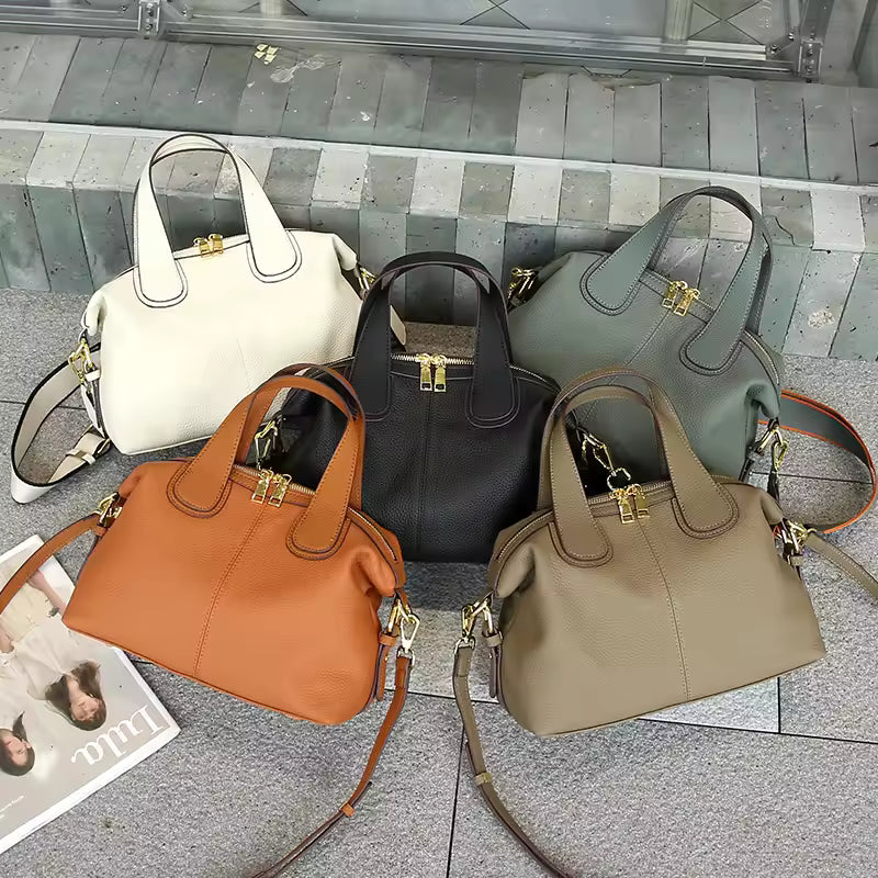 Classic Genuine Cowhide Leather Shoulder Bag Soft Cow Leather Hand Bags For Women Large Capacity Protable Tote Bag Accessories