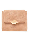 Purse women's short 2026 new niche design simple retro frosted leaf women's purse fashion coin purse zipper folding