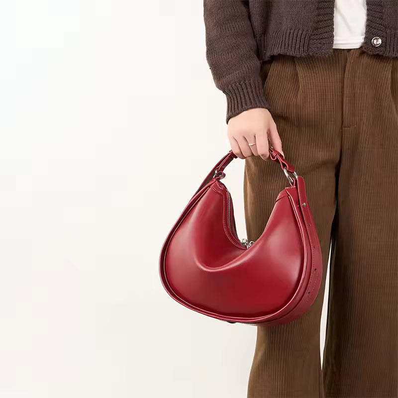 Pure Split Cowhide Leather Women's Hobos Underarm Bag For Ladies Soft Shoulder Crossbody Bag Luxury Female Designer Wholesale