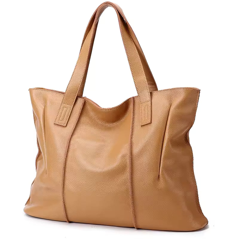Refined Soft Leather Shoulder Bag - Essential Luxury Tote for Modern Women