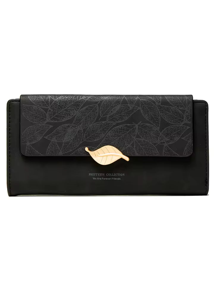 Purse female niche design retro simple long mobile phone bag frosted leaf women's purse 2026 new trend all-matching wallet women