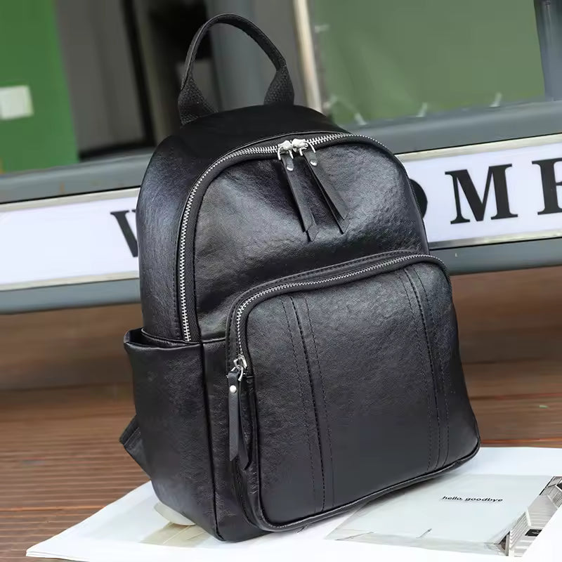 Minimalist Luxury Top-Grain Backpack | Sophisticated Cowhide Shoulder Bag for All