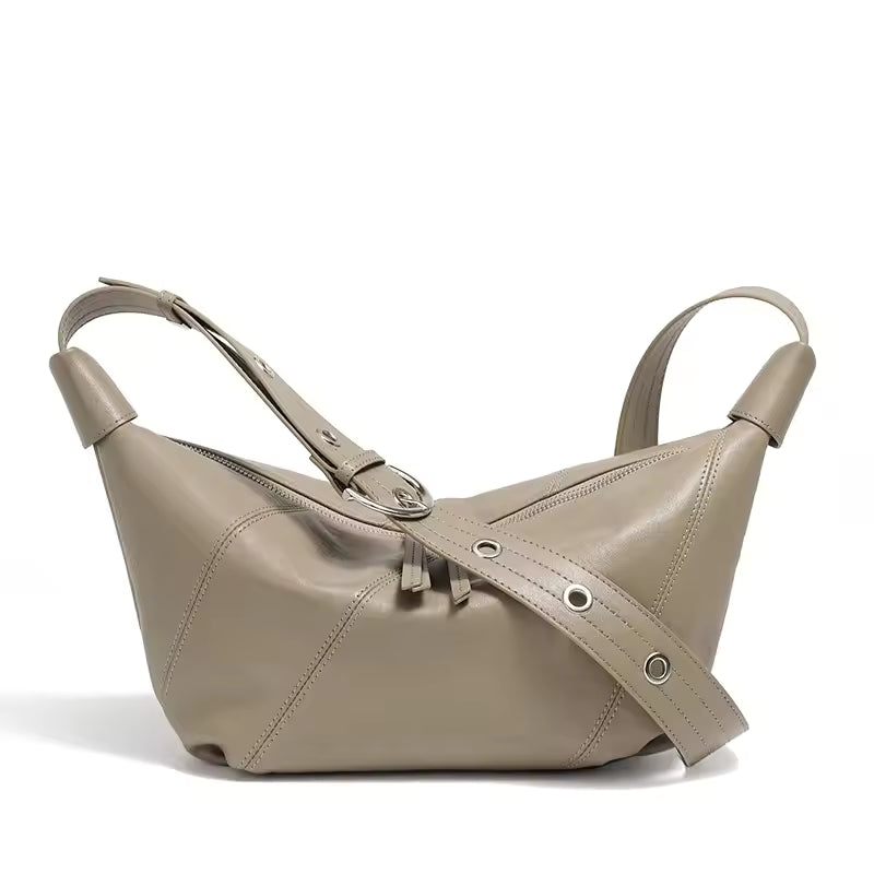New Arrival Women Genuine Cowhide Leather Dumpling Bag For Ladies Casual Minimalist Crossbody Hobos Bag Luxury Female Messenger