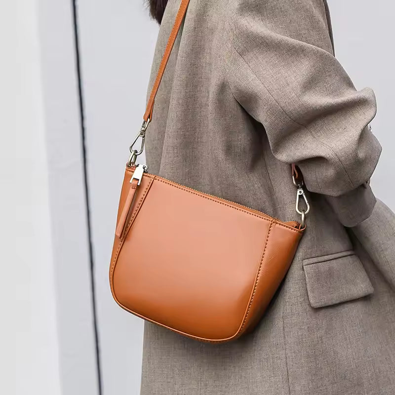 Shoulder Bags for Women Cowhide Genuine Leather Crossbody Bag Trendy Retro Square Phone Purse Ladies Designer Luxury Bags Female