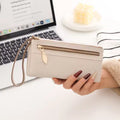 New Women's Long Wallet High-Quality PU Litchi Texture Handheld Double Zipper Long Wallet Fashionable Versatile Multi-Card Slot