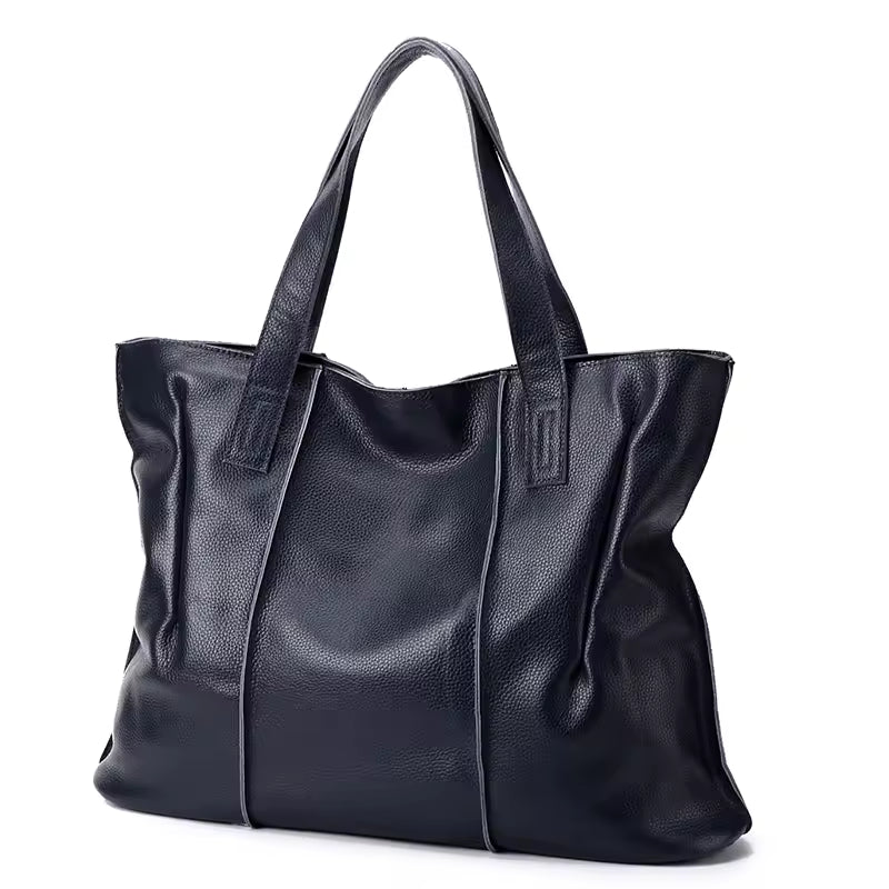 Refined Soft Leather Shoulder Bag - Essential Luxury Tote for Modern Women