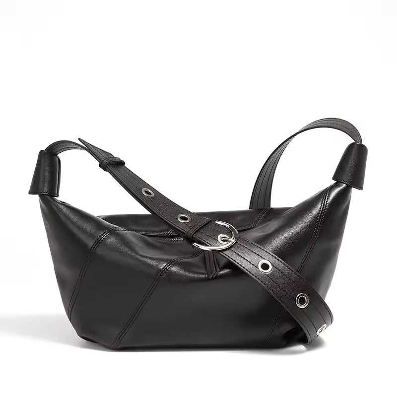 New Arrival Women Genuine Cowhide Leather Dumpling Bag For Ladies Casual Minimalist Crossbody Hobos Bag Luxury Female Messenger