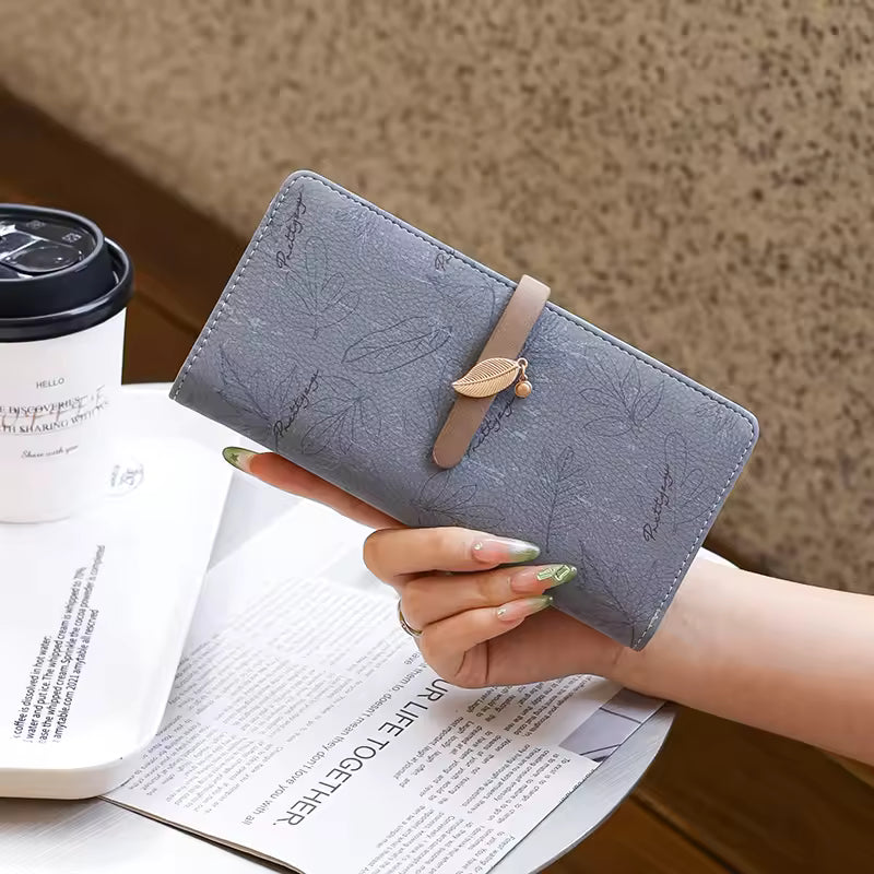 Wallet - Long Style Korean Edition PU Leather Printed Zippered Clasp Folded Multi-Coverage Fashionable Versatile Printed Zippere