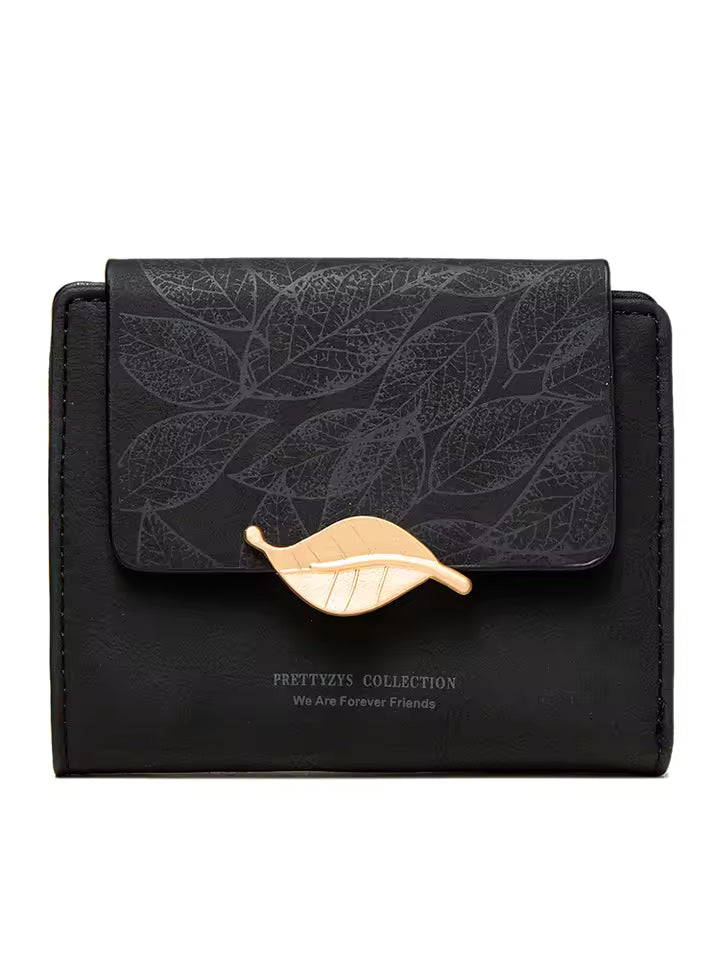 Purse women's short 2026 new niche design simple retro frosted leaf women's purse fashion coin purse zipper folding