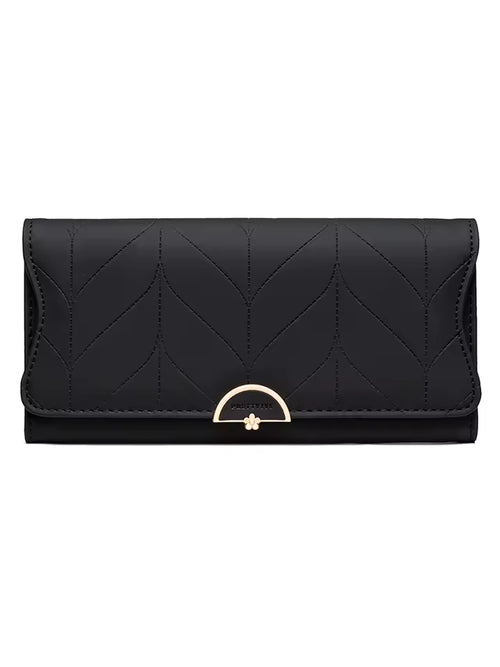 2026 spring new women's long purse Japanese and South Korea small fresh plaid buckle folding hold bag large capacity